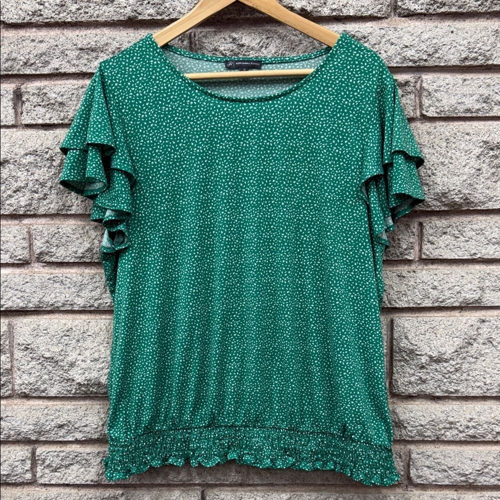 Adrianna Papell Teal Ruffle Sleeve Blouse